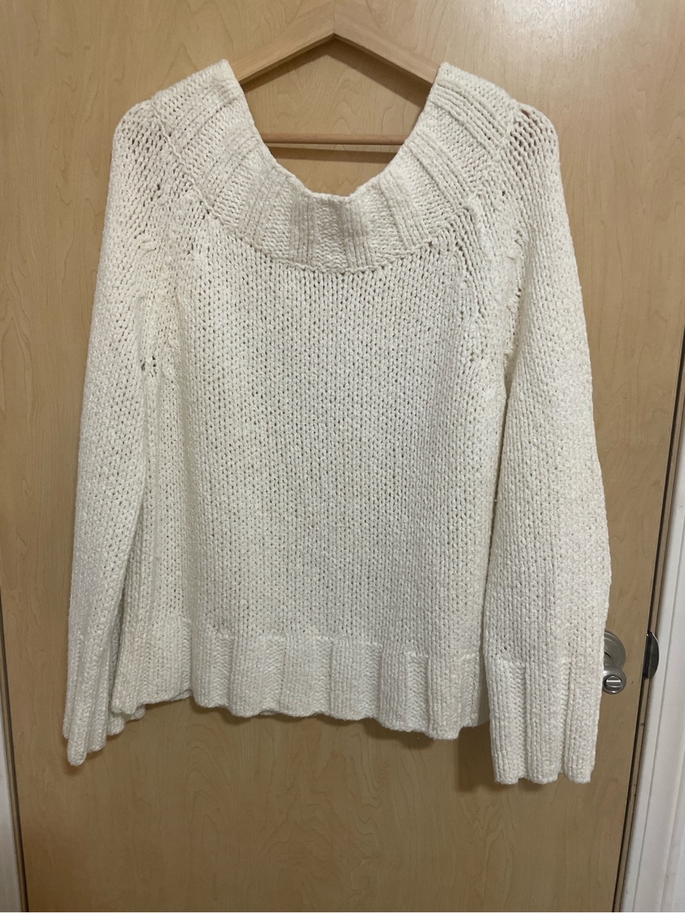 Free People Women’s Ivory Cotton Knit Sweater L 🤍 - Picture 3 of 10